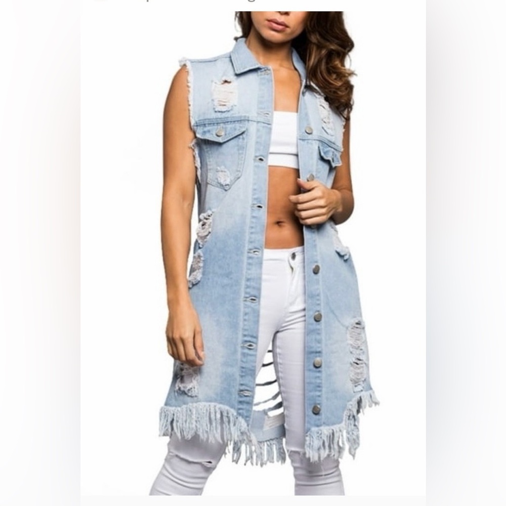 Distressed effortless vest